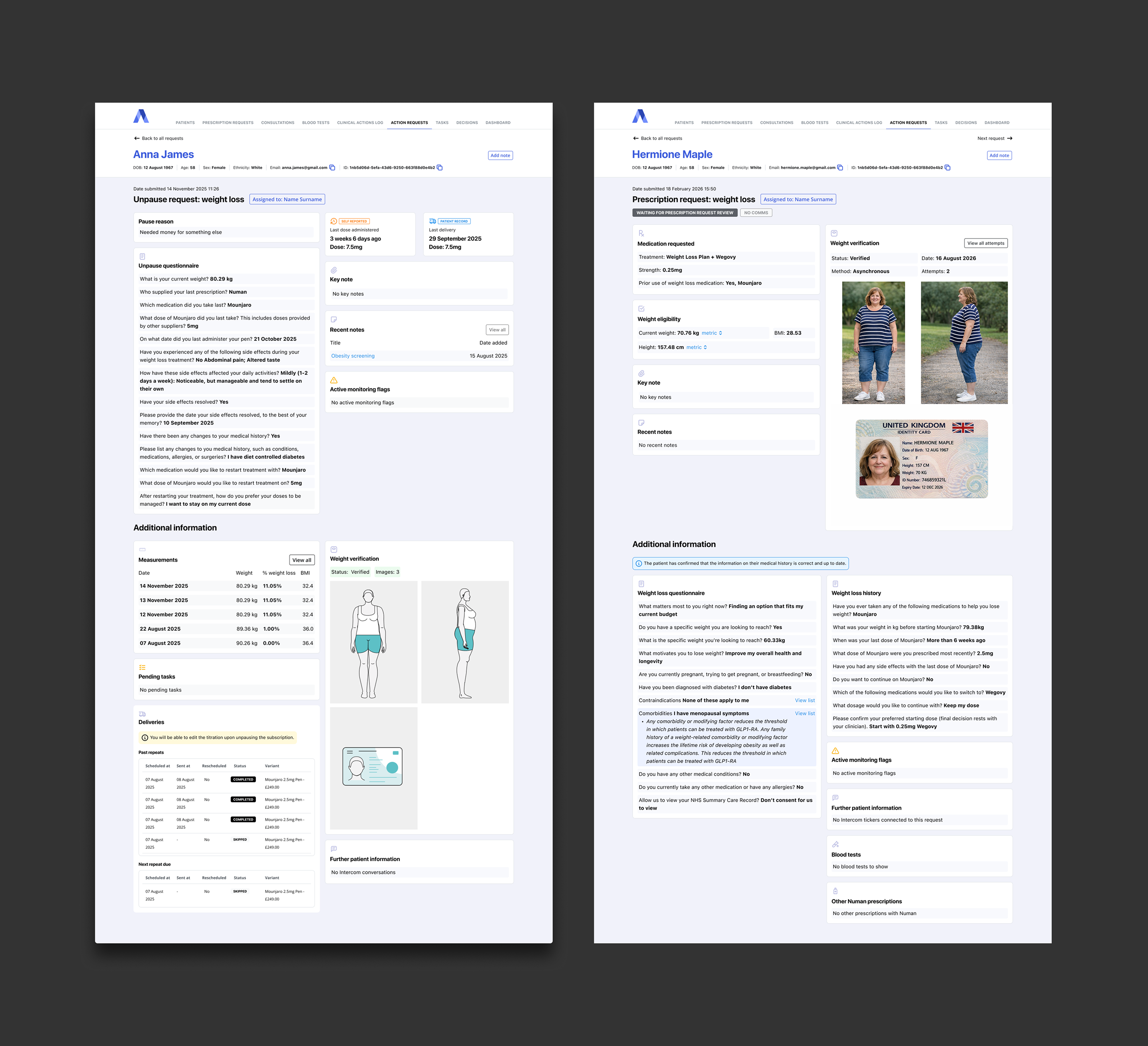 Action requests design
