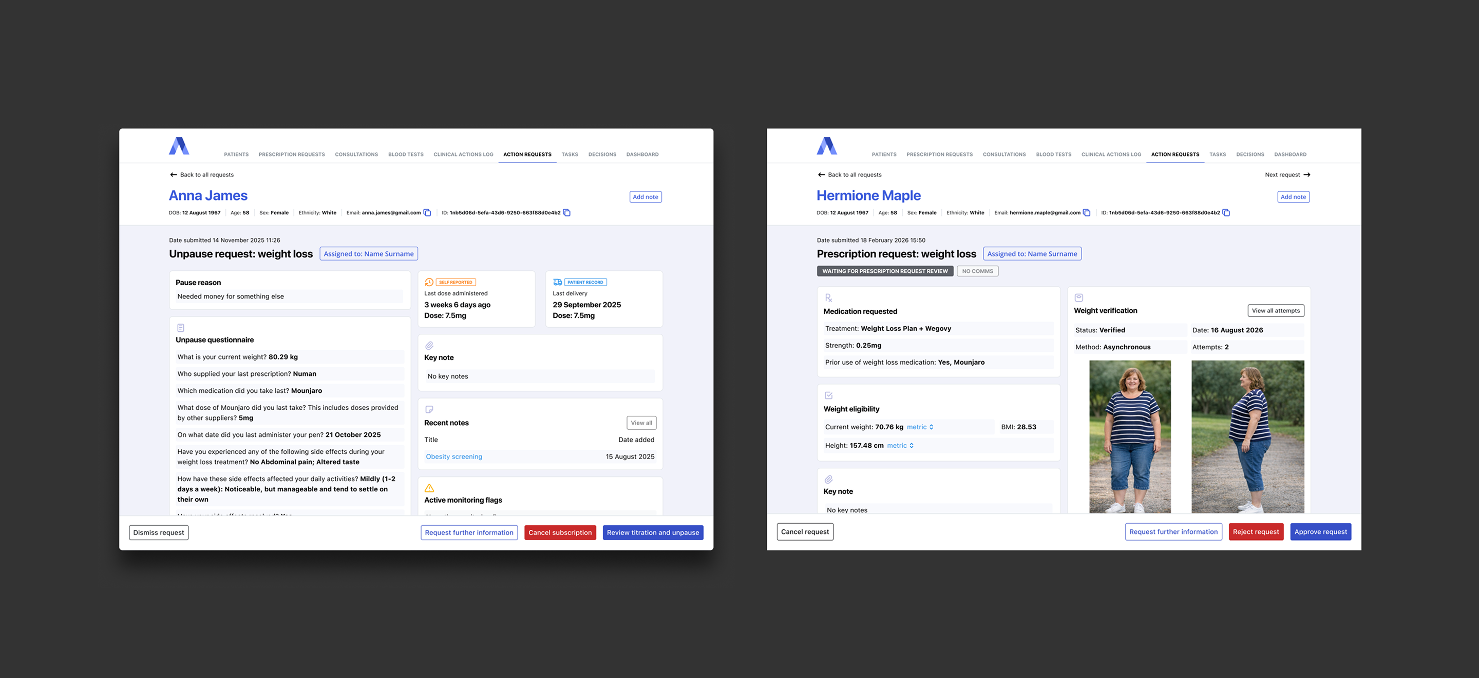 Action requests