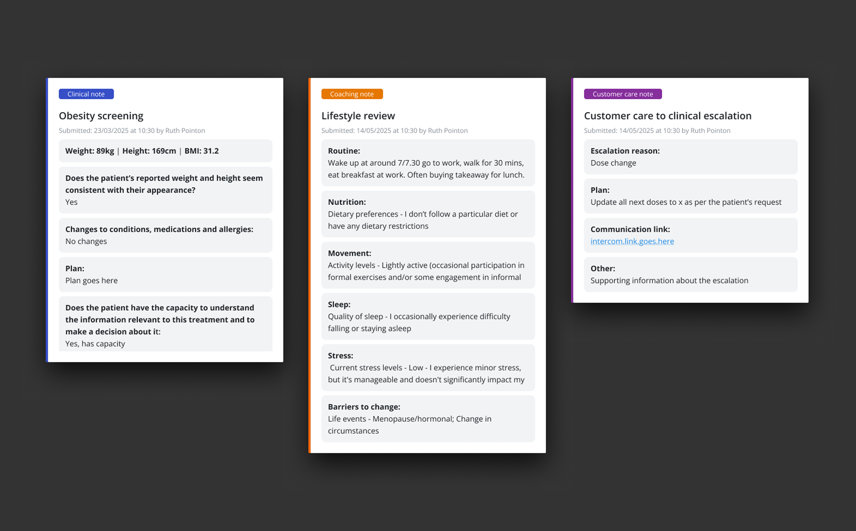 Submitted notes